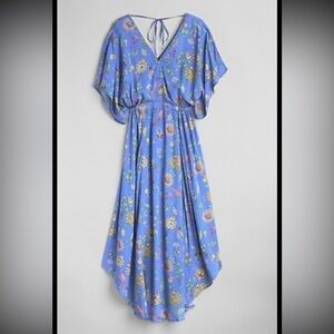 Beautiful GAP Blue Floral Flutter Sleeve Charleston Maxi Dress- size Small